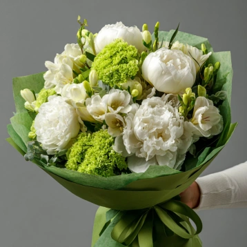 Букет с пионами «Нежный оазис»