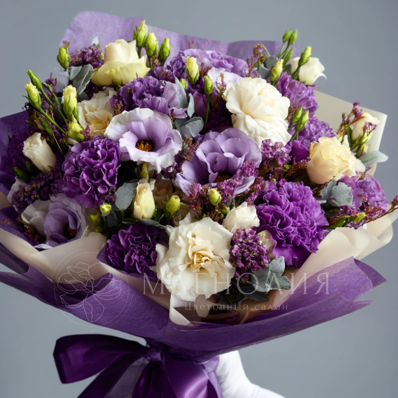Букет с эустомами &laquo;Сиреневый шепот&raquo;